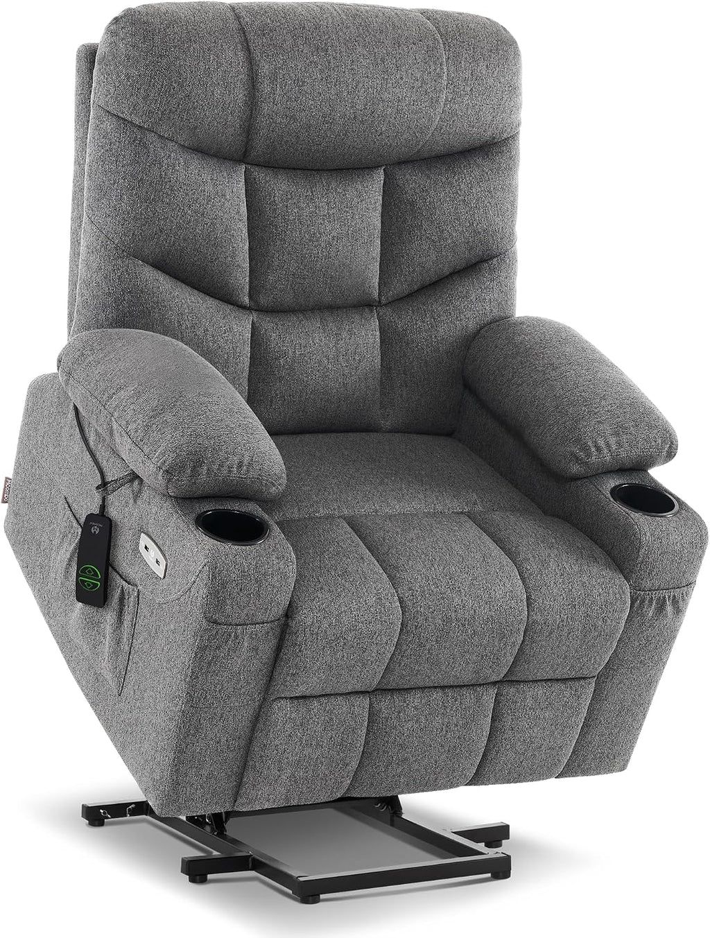 MCombo Power Lift Recliner for Elderly, Fabric 7287 (Dark Gray, Medium)
