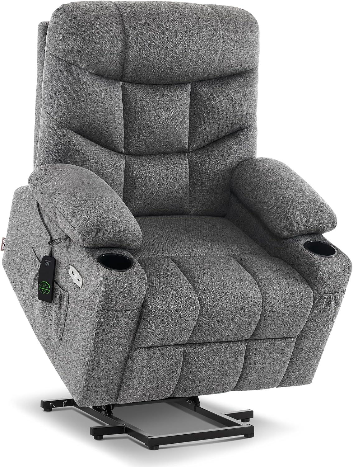 MCombo Power Lift Recliner for Elderly, Fabric 7287 (Dark Gray, Medium)