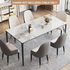 63" Dining Table with Laminate Marble Sintered Stone White Tabletop and Metal Legs, Kitchen Table, Dining Room Table for 4-6 People, Scratch Resistant, Easy to Clean