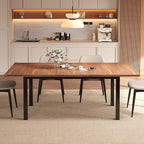 Extendable Dining Table for 4-6, 63" Modern Kitchen Table, Farmhouse Dining Room Tables for Dining, Kitchen, Office, Living Room, Rectangular Wooden Tables, Space Saving (Walnut)