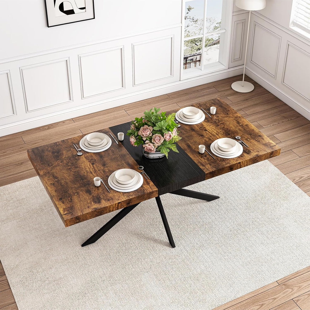 71" Extendable Dining Table for 4-8 People Wooden Dining Room Table Modern Extendable Kitchen Table for Dining Room, Small Space Saving Design, Easy Assembly(Brown)