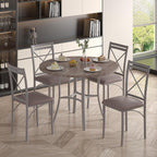VECELO 5 Piece Dining Table Set for 4, Wood Grain Dinette with Chairs for Kitchen, Breakfast Nook, Small Space, Light Grey