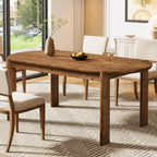 63" Solid Wood Oval Dining Table, Farmhouse Wooden Kitchen Table for 4-6, Rustic Dinner Table for Dining Room, Living Room, Apartment, Brown