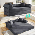 79" Convertible Futon Sofa Bed, Couch for Living Room | Dark Gray | Modular Sleeper Sofa, Corduroy Pull Out Floor Couch Loveseat with Fixed-Shape Frame, No Assembly