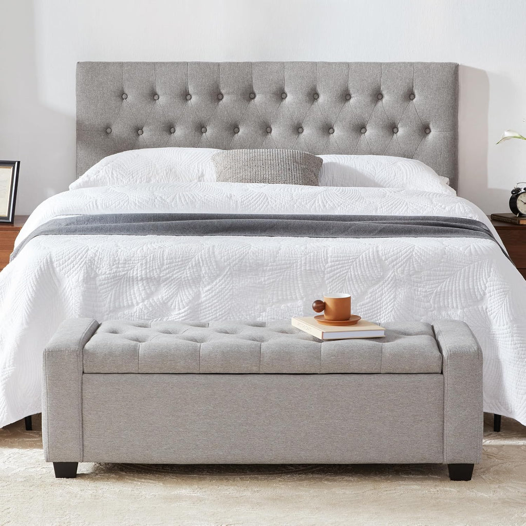 Huatean Home 48" Ottoman with Storage, Light Gray Storage Ottoman Bench