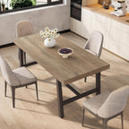 GarveeHome Industrial Dining Table for 4-6 People, 63" Long Wooden Kitchen Table with Sturdy Metal Frame & Black Finish - Seats 4 Rectangular Counter for Dinner, Kitchen, Dining Room - Rustic Pear