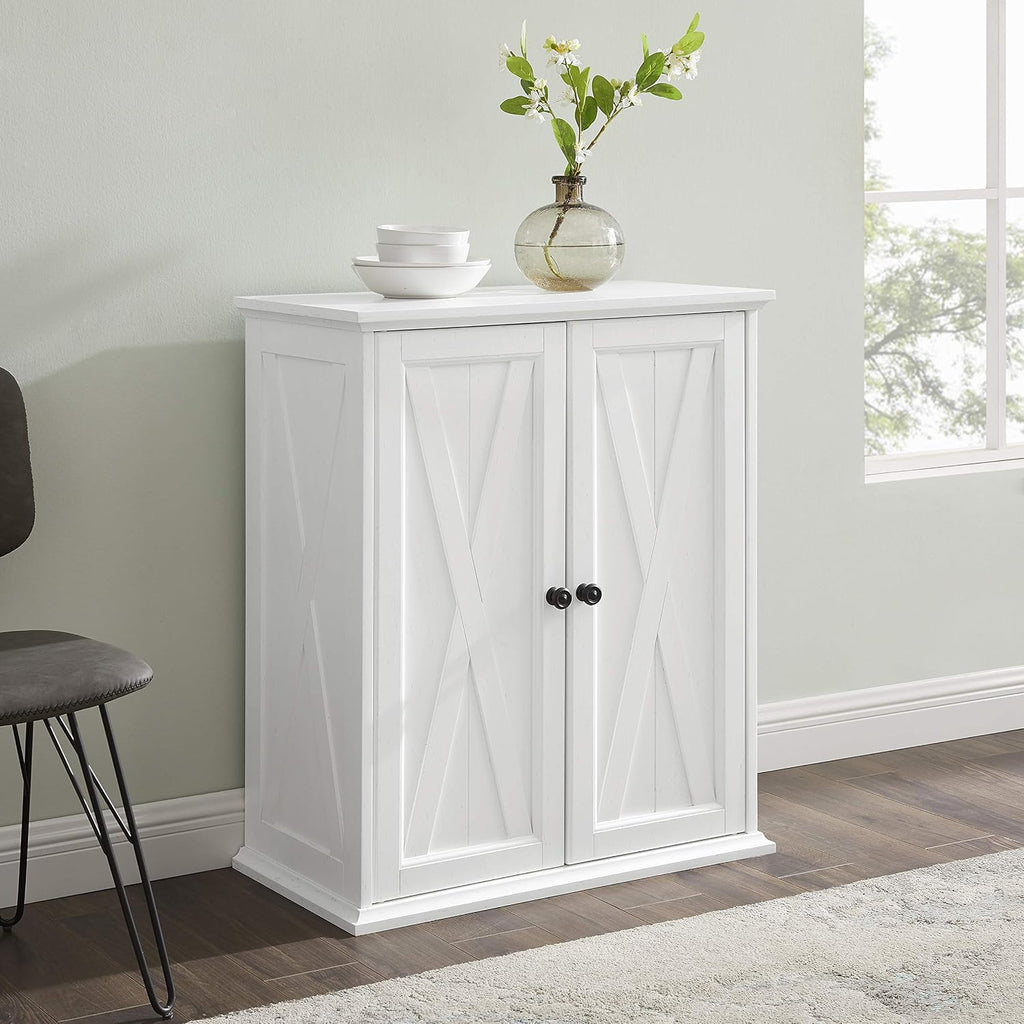Crosley Furniture Clifton Stackable Pantry Storage Cabinet with Shelves, Kitchen, Dining, or Laundry Room, Distressed White