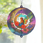 Personalized Moon Wind Spinner 3D Stainless Steel, Moon Garden Spinner Hanging Outdoor Decor, Wind Spinners Outdoor, Custom Gift for Grandmother, Mom, Wife