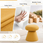 FOXHUNTER Mushroom Ottoman Foot Rest Pouf Ottoman with 360° Rotation, Footstool for Makeup Room Living Room Bedroom Entrance(Yellow, Teddy)
