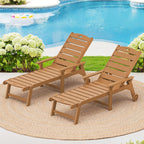 LUE BONA Outdoor Chaise Lounge, 5‑Position, 2‑Pack, Teak Color