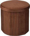 Relaxdays Velvet Stool with Storage Space, Padded, Foldable, H x D: 38 x 38 cm, Round Side Stool, Mocha Mousse