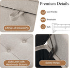 adochr 57" Storage Ottoman Bench, Upholstered End of Bed Bench, Beige | Metal Legs & Button-Tufted, Linen Ottoman with Storage 500 lb Capacity for Living Room, Bedroom, Entryway