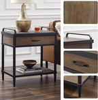 Art Leon Side Table - Mid Century Modern Night Stand, Bedside Table with Wood Drawer, End Table with Storage Shelf for Living Room, Walnut