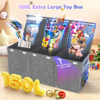 Extra Large Toy Box with Lids, Large Storage Chest Organizer, 40"x14"x16" | Collapsible Sturdy Kids Toy Chest Bins with Dividers for Boys Girls, Nursery Bedroom Playroom Organization, Gray