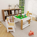 Kids Table and 2 Chairs Set, Beige, Table Supports 280 lbs | Drawing activity desk, classroom, daycare, home, children multi-activity table for ages 3-8, sensory desk set