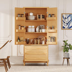 70" Tall Kitchen Pantry Cabinet, Wood Freestanding Storage Cupboard with 2 Cabinet Shelves, 6 Door Shelves and 3 Drawers, Multi-Purpose Storage Cabinet for Kitchen & Dining Room,Natural