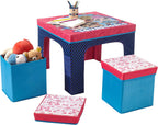 LOL Surprise 3 Piece Collapsible Table and Chair Set with Storage Table and 2 Ottomans