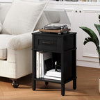 Black Nightstand with Drawers,Small Night Stand,Black Bedside Table