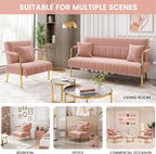 Yaheetech 30" Accent Chair Velvet Armchair with Golden Frame, Pink | Velvet Accent Chair Oversized Armchair Living Room Chair with Gold-Tone Metal Frame for Living Room, Home Office, Bedroom