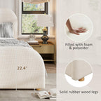 Merax King Size Bed Frame, Upholstered Linen Platform Bed with 44 Inch Tall Headboard & Footboard, Solid Wood Base, Soft Curved Edges Design King Bedframe, No Box Spring Needed, Easy Assembly, Beige