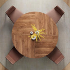 IRONCK 47.2" Round Dining Table for 4, Wood Kitchen Table with Storage Shelf for Dining Room, Dinner Table with Wooden Tabletop and Metal Base, Cherry
