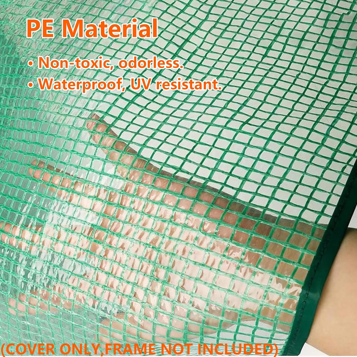 Greenhouse Replacement Cover, 56×56×76 Inch PE Walk-in Greenhouse Cover for Gardening Plants w/Roll-Up Zipper Door, Waterproof Frost Protection Wind Rain Proof, Easy Assembly (No Frames Include)