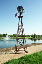 Outdoor Water Solutions Large Bronze Backyard Windmill – 11ft 6in Durable Weather-Resistant 4-Leg Tower – Powder Coated Finish – Ornamental Lawn & Garden Décor