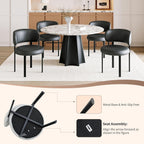 Black Dining Chairs Set of 4 Upholstered Leather Dining Chair with Curved Backrest, Mid Century Modern Chair with Metal Frame, Comfortable Chairs for Kitchen and Dining Room, Restaurant,Bar (Black-4)