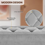 Yaheetech 45in Upholstered Velvet Ottoman Bench Seat with Gold Legs, Gray | Tufted Upholstered Bench Seat, Bed Bench with Tapered Gold Metal Legs, Sized for Window Seat Entryway Living Room
