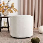 KINWELL 32" Wide No Assembly Boucle Swivel Barrel Chair, White