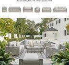 Signature Design by Ashley Seton Creek Casual Nuvella Weather Resistant Fabric Outdoor Ottoman with Cushion, Light Gray & Light Brown