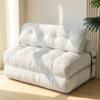 MAXYOYO Folding Sofa Bed, Convertible Chair Bed with Pillow | Foldable Couch with Back Support, Portable Fold Out Chair Comfy Floor Sofa for Living Room Bedroom, Beige, Double