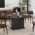43.3in-59in Extendable Round Dining Table for 4-8, Modern Expandable Kitchen Oval Dining Table, Space Saving Circle Dining Room Table with Storage Shelf for Kitchen Living Room