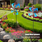 Wind Spinners Outdoor, 10 inch Wind Sculptures & Spinners, Metal Kinetic Wind Spinner, Decorative Pinwheels Large Wind Spinners for Yard and Garden Decor, Blue