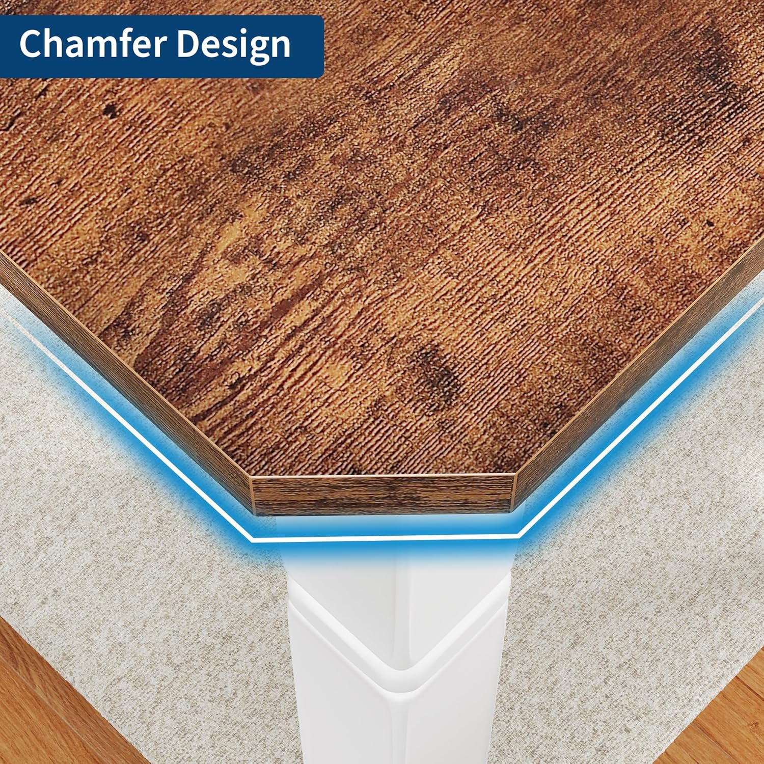 79" Large Industrial Dining Table for 6-8 People Rectangular Wood Kitchen Table with Heavy Duty Metal Legs,Writing Desk, Chamfer Design,for Farmhouse,Kitchen, Dining Room, Living Room