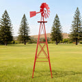 8FT Windmill for Yard Garden Decoration with Weather Vanes，Heavy Duty Outdoor Wind Mills, Large Metal Outdoor Windmill,Weather Resistant,Red