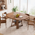 43.3in-59in Extendable Round Dining Table for 4-6,Modern Kitchen Oval Dining Table with Removable Leaves Space Saving,Wood Base with Storage Shelf for Kitchen Living Room