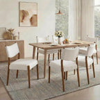 KISLOT Dining Chairs Set of 4, Ergonomic Upholstered Wood Chairs, White | Mid Century Modern Dining Room Chairs, Ergonomic Farmhouse Kitchen Chairs with Solid Rubber Wood Frame, Antique Walnut Leg