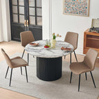 Dining Chairs Set of 4, Modern Upholstered Faux Leather Dining Room Chairs with Diamond Quilted Cushion, Sturdy Metal Legs, Easy Assembly (4 Chairs, Beige)