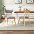 Dining Chairs Set of 2, Mid-Century Modern Upholstered Armless Chair w/Seat Cushion, Padded Backrest, Oak/Dark Grey