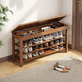 IUNVR Shoe Rack Bench Seat Rubberwood 3-Tier Wooden Storage Bench 550lbs Compact Mid-Century Modern Design for Entryway, Hallway, Closet, Front Door Entrance, Foyer