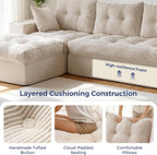 MAXYOYO Couch, 96-Inch L-Shaped Cloud Couch with Ottoman | Beige Layered Cushioning and Flexible Modules Create an Upholstered Sofa in a Box with No Assembly for Spacious Living Rooms.