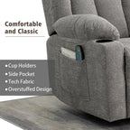 Ketaiyou Rocker Swivel Recliner Chair for Adults, Overstuffed Large Manual Recliner Glider with Massage and Heat, Comfy Soft Fabric Living Room Reclining Sofa Chair (Lime Gray1)