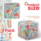 Juexica 2 Pack Inflatable Outdoor Ottoman Pouf Waterproof Cube 16" Square Blow up Ottoman Footrest with Handle Outdoor Portable Footstool for Patio Garden Camping or Home Pool(Retro,Red)