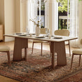71" Modern Sintered Stone Dining Table for 6-8, Solid Wood Base Rectangular Kitchen Table, Mid Century Dining Room Table for Spacious Home