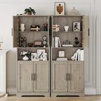 GarveeHome Tall Storage Cabinet, 70 in Kitchen Pantry Cabinet with Doors and Adjustable Shelves, Rustic Wooden Cupboard for Dining Room, Living Room,Gray