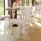 Flash Furniture Naples Commercial Solid Wood Dining Chair, Curved Backrest, Sturdy Mortise and Tenon Construction, Antique White
