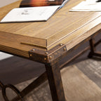 SEI FURNITURE Knightley Tilt Top Drafting Table - 51.5 inch Wide - Oak Wood Finish w/ Antique Brass, Brown