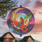 Personalized Moon Wind Spinner 3D Stainless Steel, Moon Garden Spinner Hanging Outdoor Decor, Wind Spinners Outdoor, Custom Gift for Grandmother, Mom, Wife