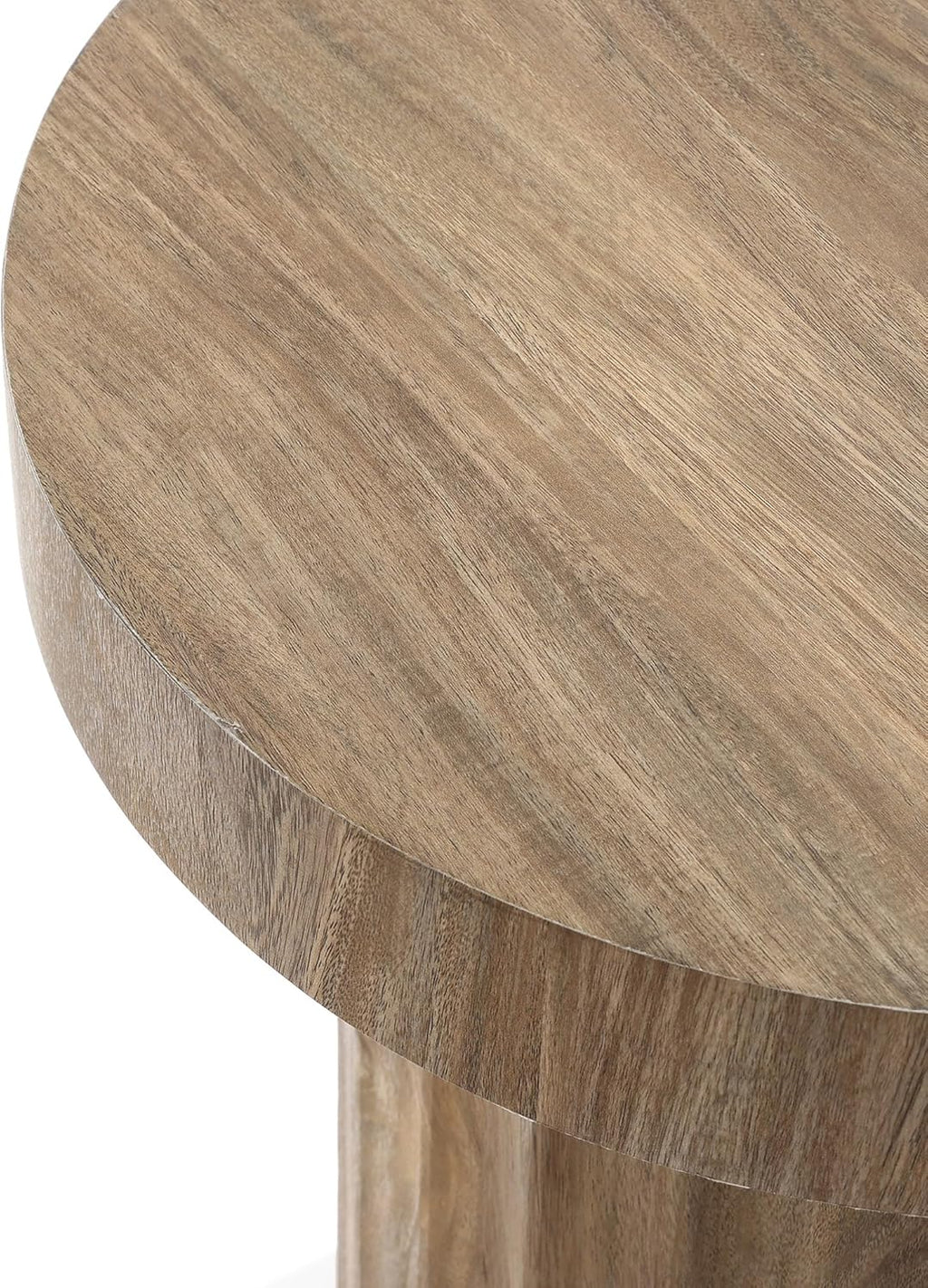 LuxenHome 19.7" H Wood Round Side Table, Natural Oak Finish Fluted Small Accent End Table, Mid Century Modern Wooden Coffee Table for Small Spaces, Bedside Night Stand for Couch, Living Room